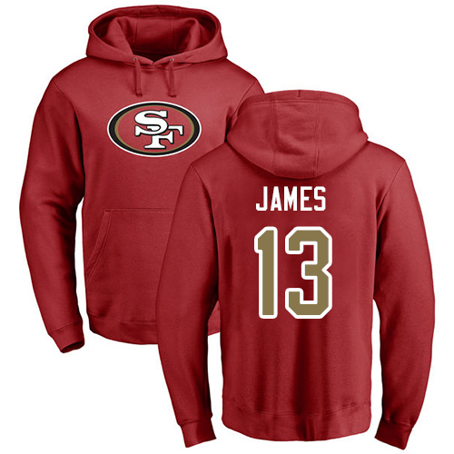 Men San Francisco 49ers Red Richie James Name and Number Logo #13 Pullover NFL Hoodie Sweatshirts->women nfl jersey->Women Jersey